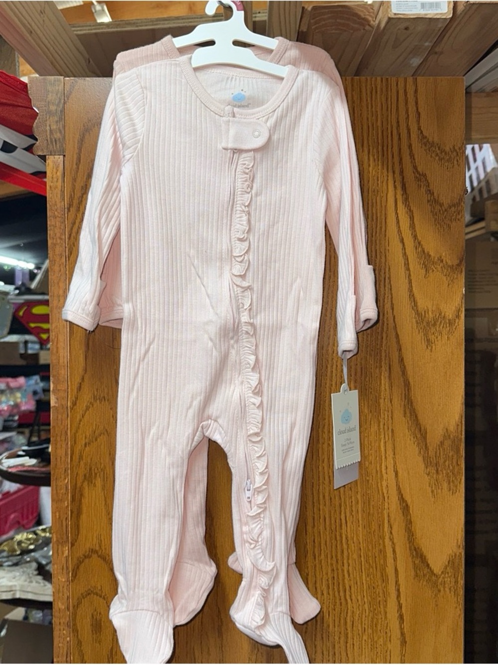 3-6mo 2-pack Baby Girls' Light Pink Ruffle Footed One-Piece w/ 2-way zipper